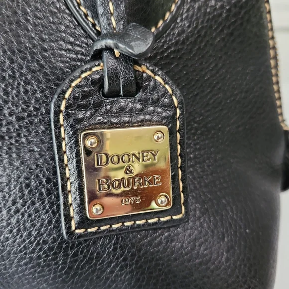 Dooney & Bourke Small Black Leather Satchel with Contrast Stitching